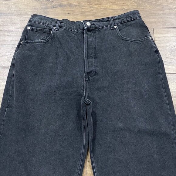 Triarchy Jeans Womens 31 Baggy Straight Ankle Crop Black Charcoal Wash Denim NWT - Picture 2 of 15